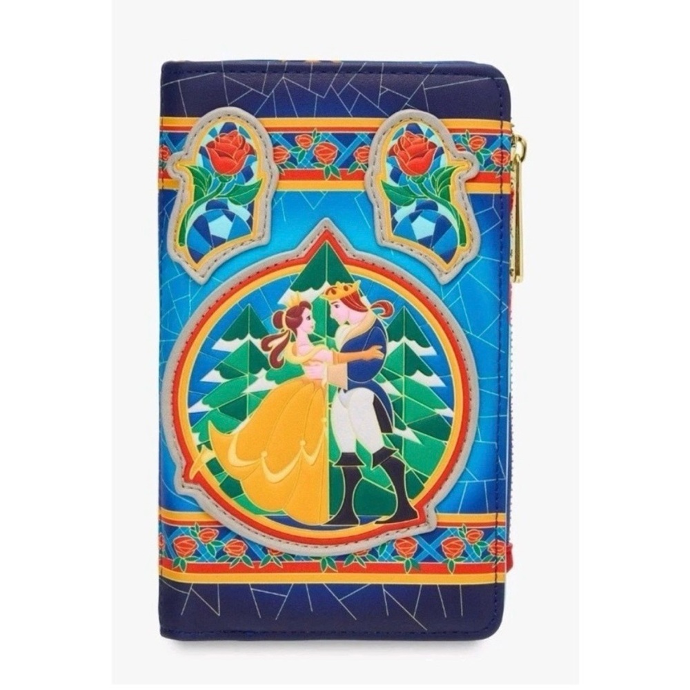 Loungefly Disney Beauty and the Beast Stained Glass Backpack w/matching Wallet - Picture 8 of 9